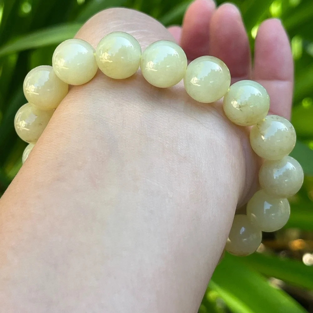 12mm stretchable yellow jade bracelet‎ 0327